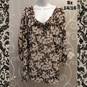 WOMENS SHEER TAN & BLACK TOP SIZE 14/16
